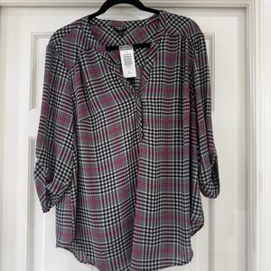Torrid Black and Pink Plaid Blouse